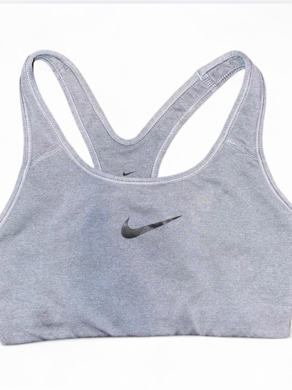 Nike Grey Racerback Sports Bra with Black Swoosh